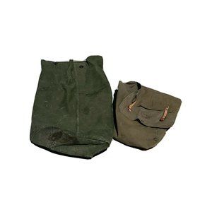 Vintage Official Military Carry Bags Collectible Militaria Lot of 2 Pearl Weeve